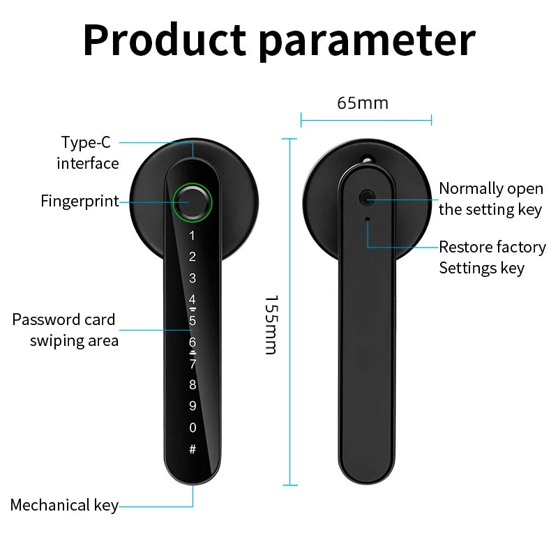 KERUI Tuya Smart Life Fingerprint Door Lock Bluetooth Electronic Door Lock Fingerprint/Password/Tuya APP/Key/Card Unlock