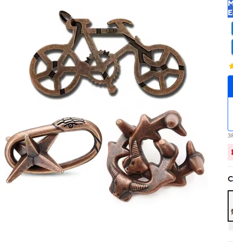 Magic Baffling Disentanglement Puzzles 3PCS Metal Brain Teasers IQ Logic Test Educaational Problem Solve Toys Kids Teens