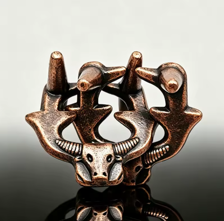 Novelty Gifts OX Head Metal Puzzles Brain Teaser Educational Problem Solving Toys IQ Logic Challenges For Kids & Adults