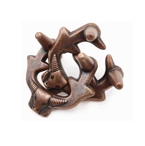 Novelty Gifts OX Head Metal Puzzles Brain Teaser Educational Problem Solving Toys IQ Logic Challenges For Kids & Adults