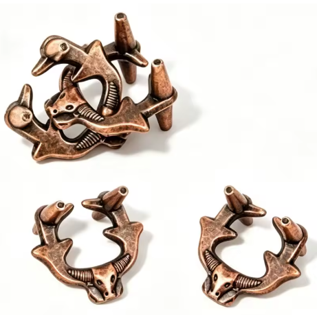 Novelty Gifts OX Head Metal Puzzles Brain Teaser Educational Problem Solving Toys IQ Logic Challenges For Kids & Adults