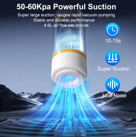 Mini Vacuum Sealer Electric Air Pump for Food Rechargeable Vacuum Sealing Machine with Reusable Food Vacuum Packaging Bag