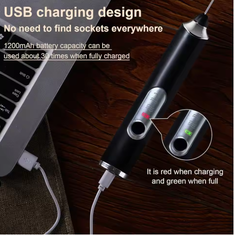 Milk Frother Handheld with 3 Heads, Electric Whisk Drink Foam Mixer with USB Rechargeable 3 Speeds Mini Frother Milk Frother