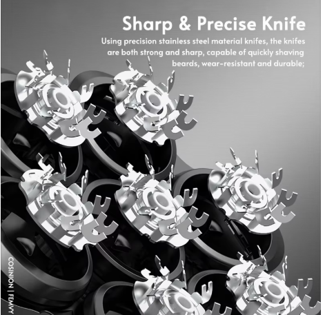 Magnetic Adsorption Replaceable Electric Shaver Head 7D Floating Blade With Double Knife Net Spare Common Interface Razor Head