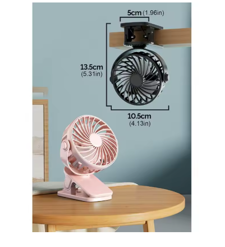 Portable Clip-on Fan, USB Rechargeable Cooling Fan, Suitable for Desks, Dining Tables, Home Offices, Strollers, and Camping