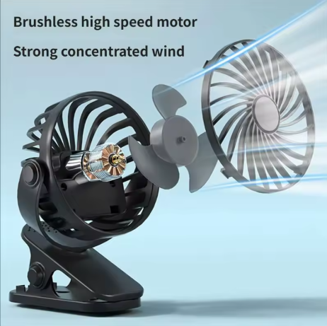 Portable Clip-on Fan, USB Rechargeable Cooling Fan, Suitable for Desks, Dining Tables, Home Offices, Strollers, and Camping