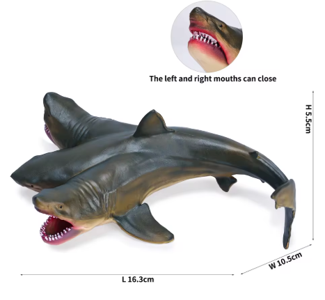 Great White Shark Figurine - 3 headed shark Plastic Model Figure - Fun Educational Play Toy for Boys, Girls & Kids Ages 3+
