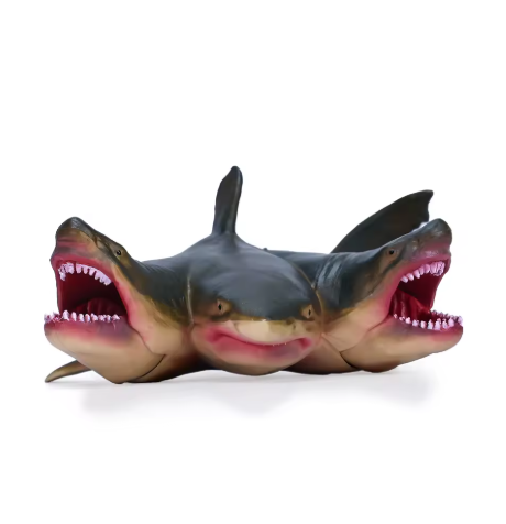 Great White Shark Figurine - 3 headed shark Plastic Model Figure - Fun Educational Play Toy for Boys, Girls & Kids Ages 3+