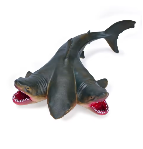 Great White Shark Figurine - 3 headed shark Plastic Model Figure - Fun Educational Play Toy for Boys, Girls & Kids Ages 3+