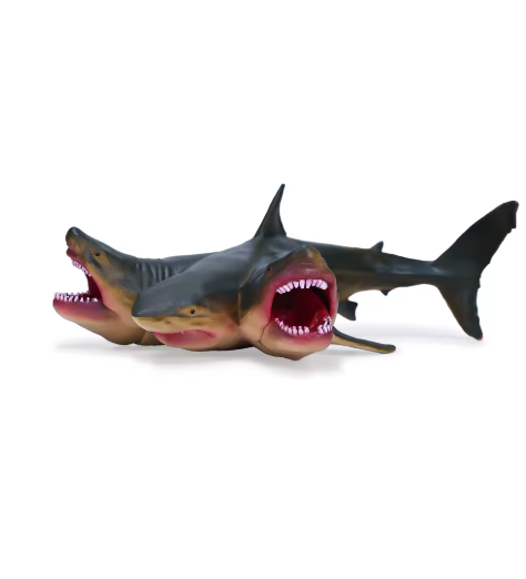 Great White Shark Figurine - 3 headed shark Plastic Model Figure - Fun Educational Play Toy for Boys, Girls & Kids Ages 3+