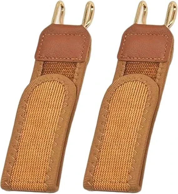 2PCS Tactical Metal Hook Elastic Belt Buckle-Less Invisible Waist Belt Closure brown