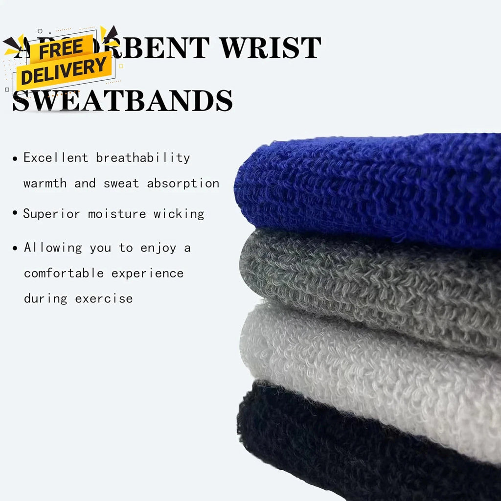 6 Pack 4 Inch Wrist Sweatbands Tennis Wrist Bands Absorbent Sweat Band for Men a